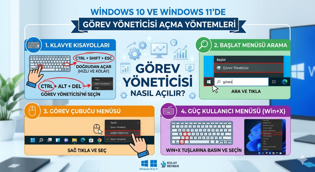 Windows 10 ve Windows 11’de Görev Yöneticisi Açma Yöntemi